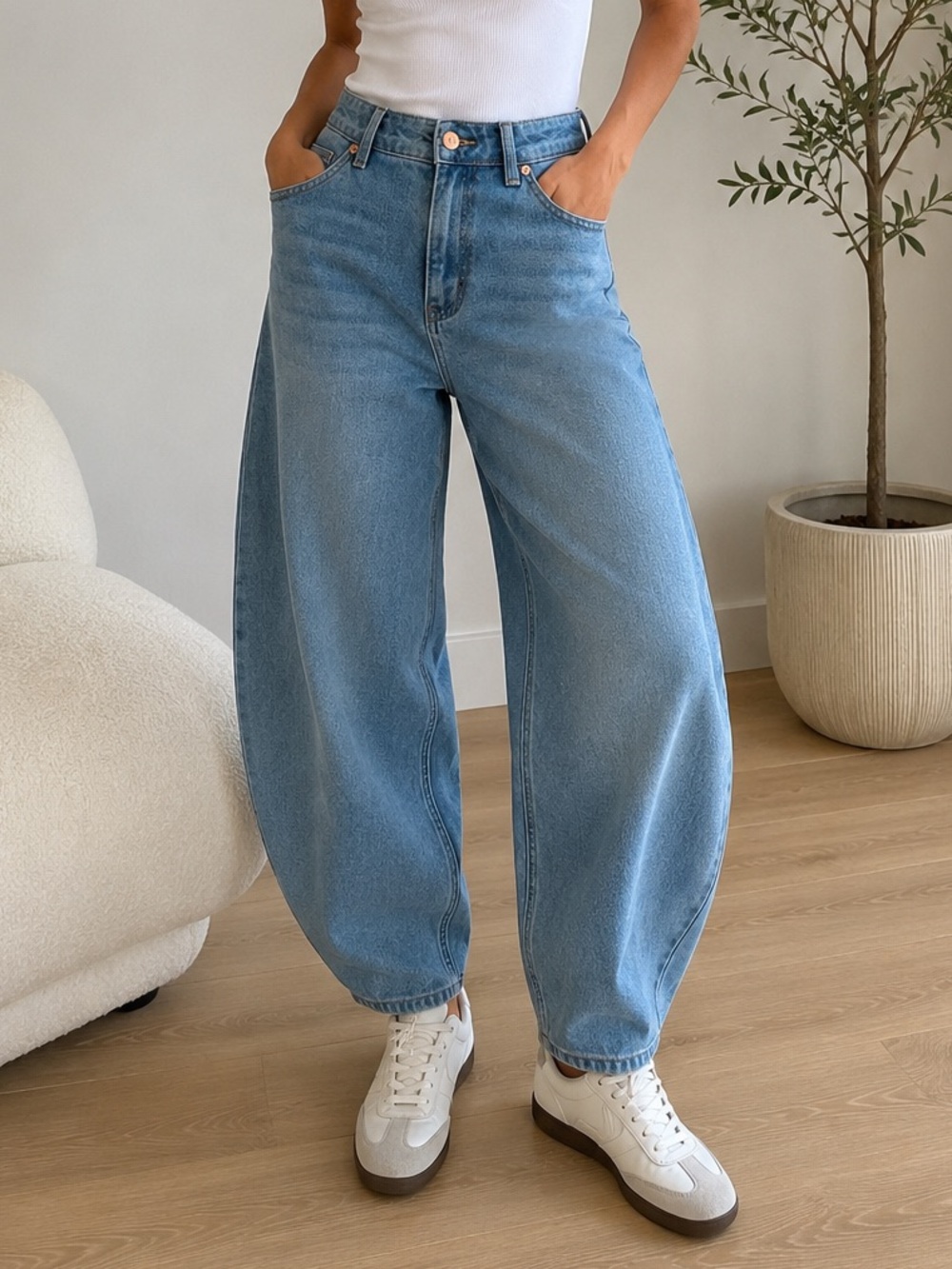 YOGA Jeans Barrel Leg Balloon Jeans Light Wash High Rise 28 Stretch Montreal